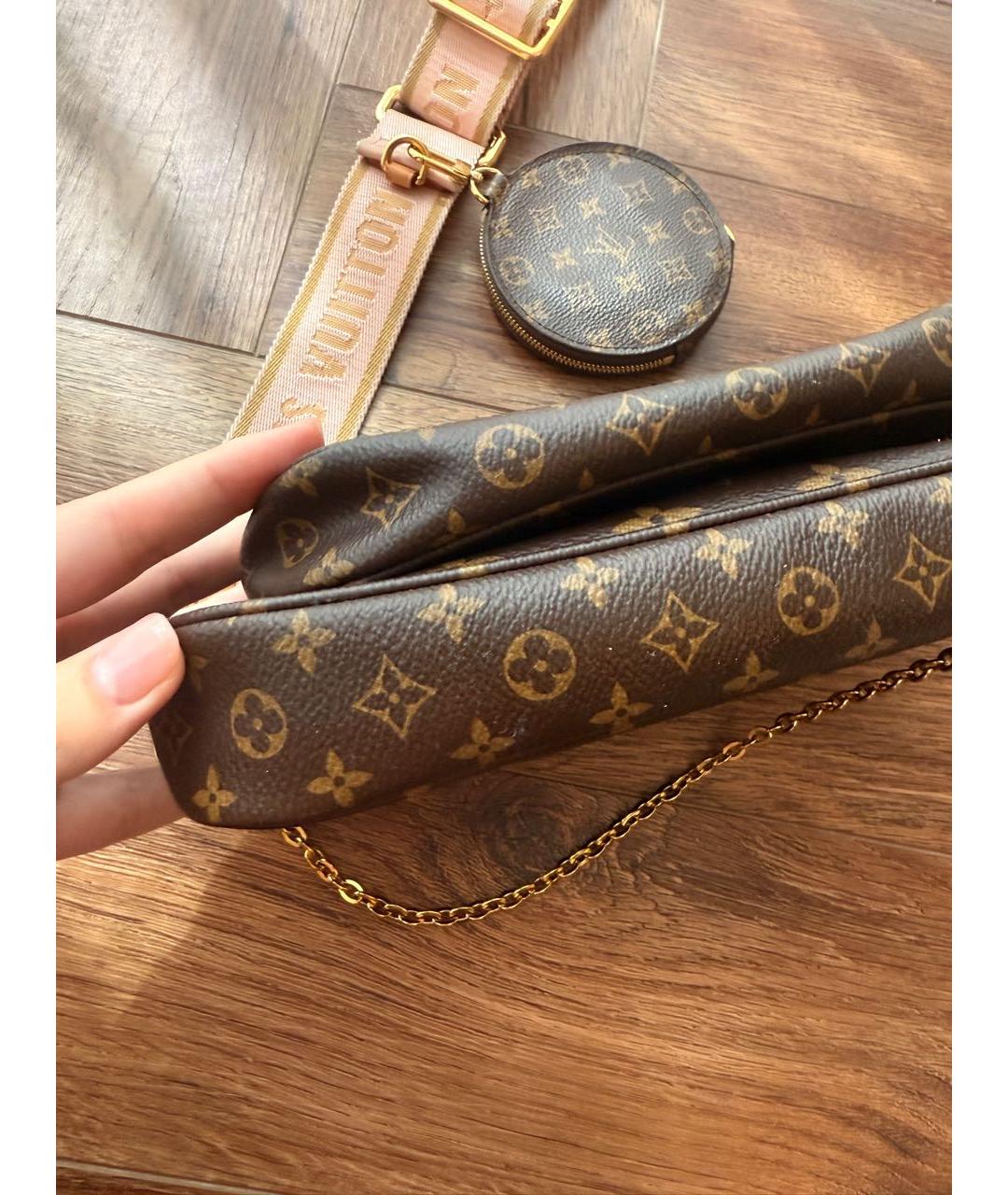 LOUIS VUITTON Коричневая кожаная сумка через плечо, фото 5