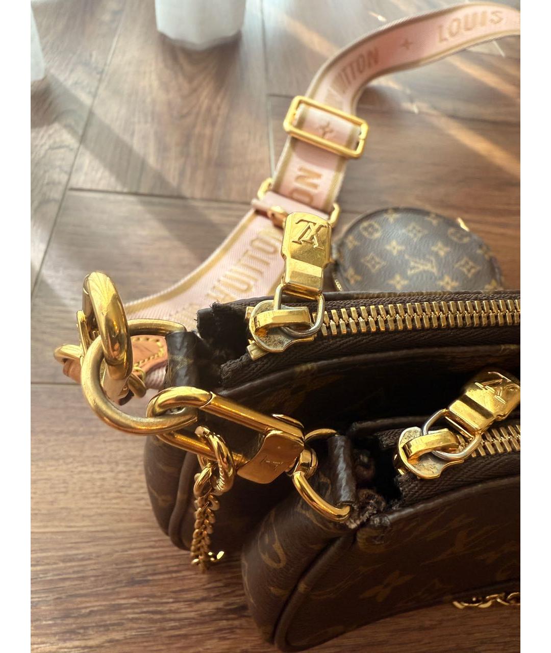 LOUIS VUITTON Коричневая кожаная сумка через плечо, фото 6