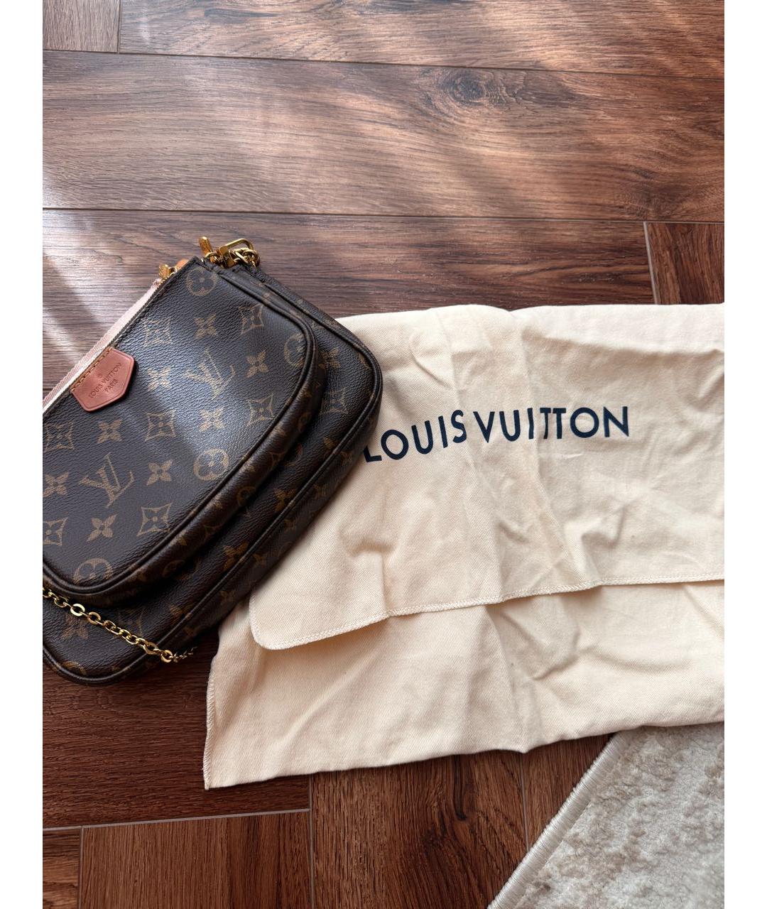 LOUIS VUITTON Коричневая кожаная сумка через плечо, фото 4