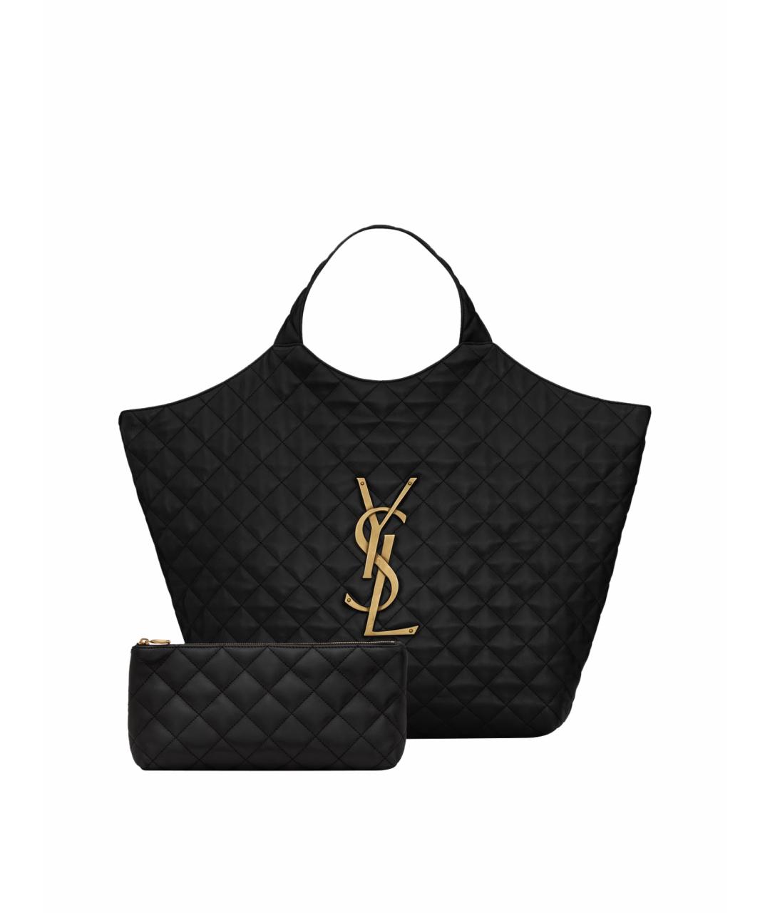 SAINT LAURENT Черная кожаная сумка тоут, фото 1