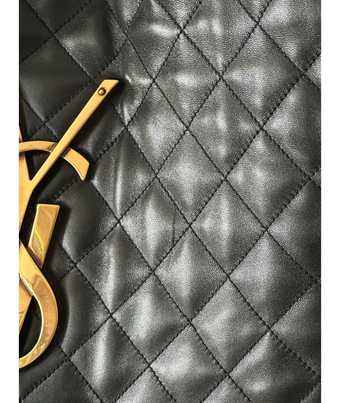 SAINT LAURENT Черная кожаная сумка тоут, фото 5