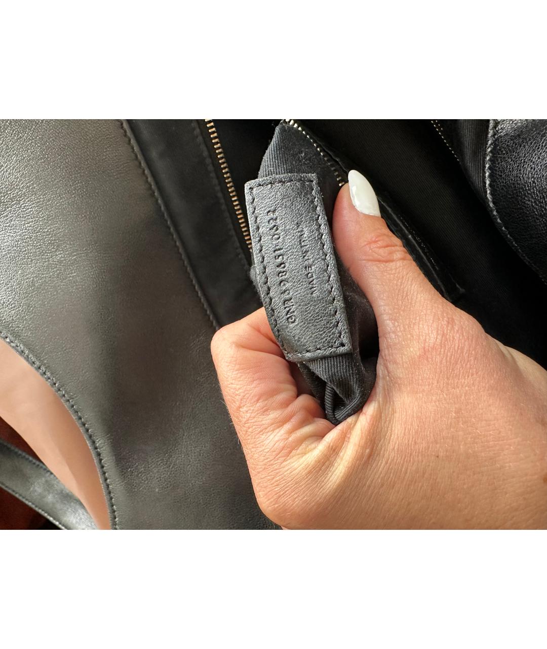 SAINT LAURENT Черная кожаная сумка тоут, фото 7