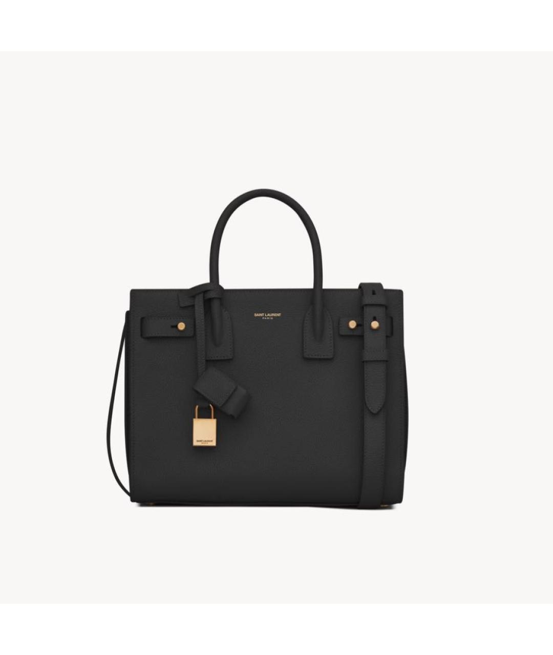 SAINT LAURENT Черная кожаная сумка с короткими ручками, фото 5