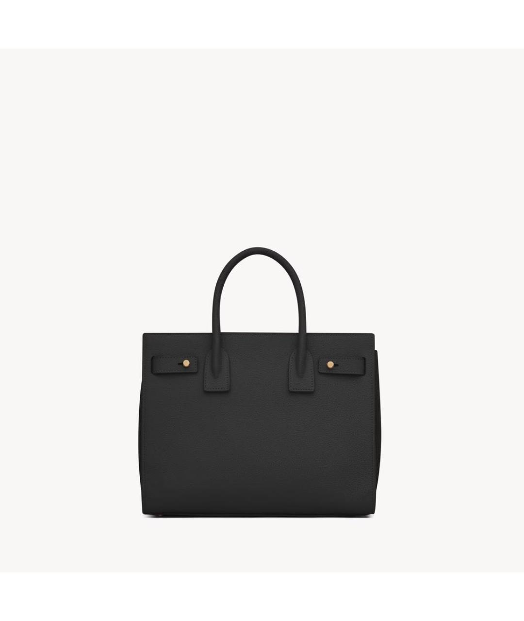 SAINT LAURENT Черная кожаная сумка с короткими ручками, фото 3