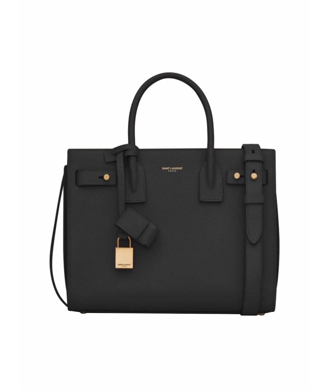SAINT LAURENT Черная кожаная сумка с короткими ручками, фото 1