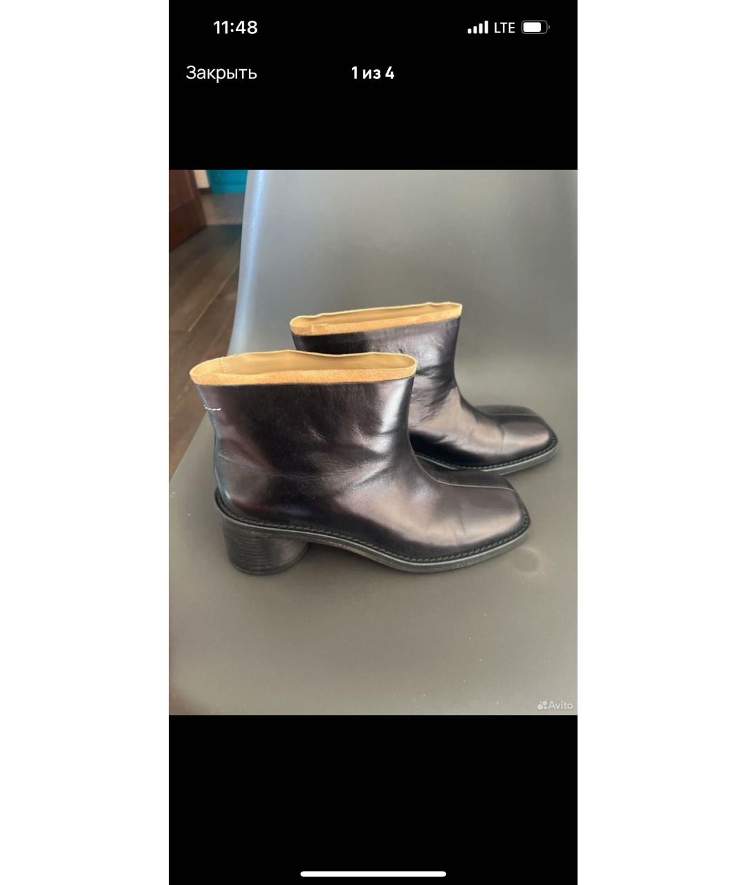 MM6 MAISON MARGIELA Черные кожаные полусапоги, фото 4
