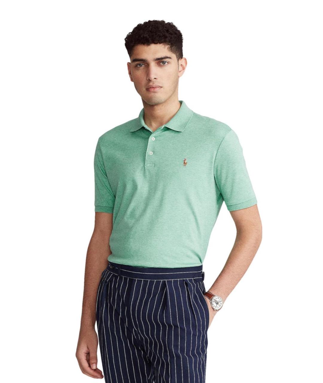 POLO RALPH LAUREN Зеленые хлопковое поло с коротким рукавом, фото 2