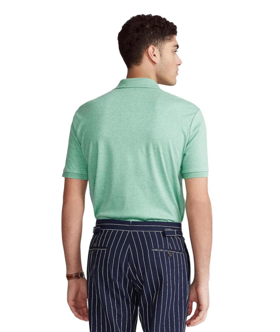 POLO RALPH LAUREN Зеленые хлопковое поло с коротким рукавом, фото 3