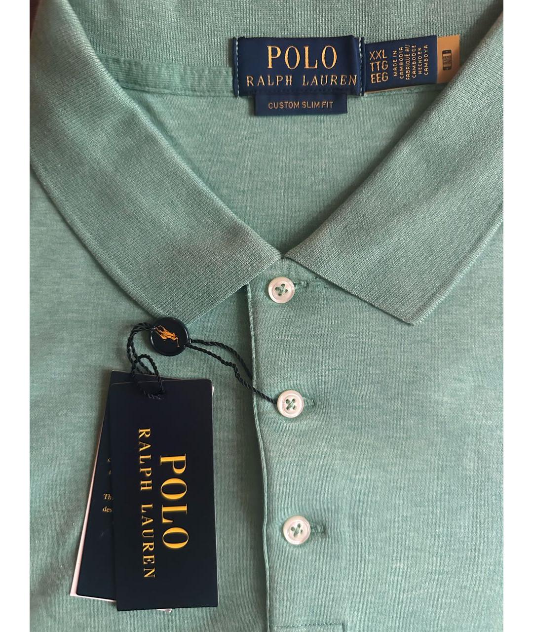 POLO RALPH LAUREN Зеленые хлопковое поло с коротким рукавом, фото 5