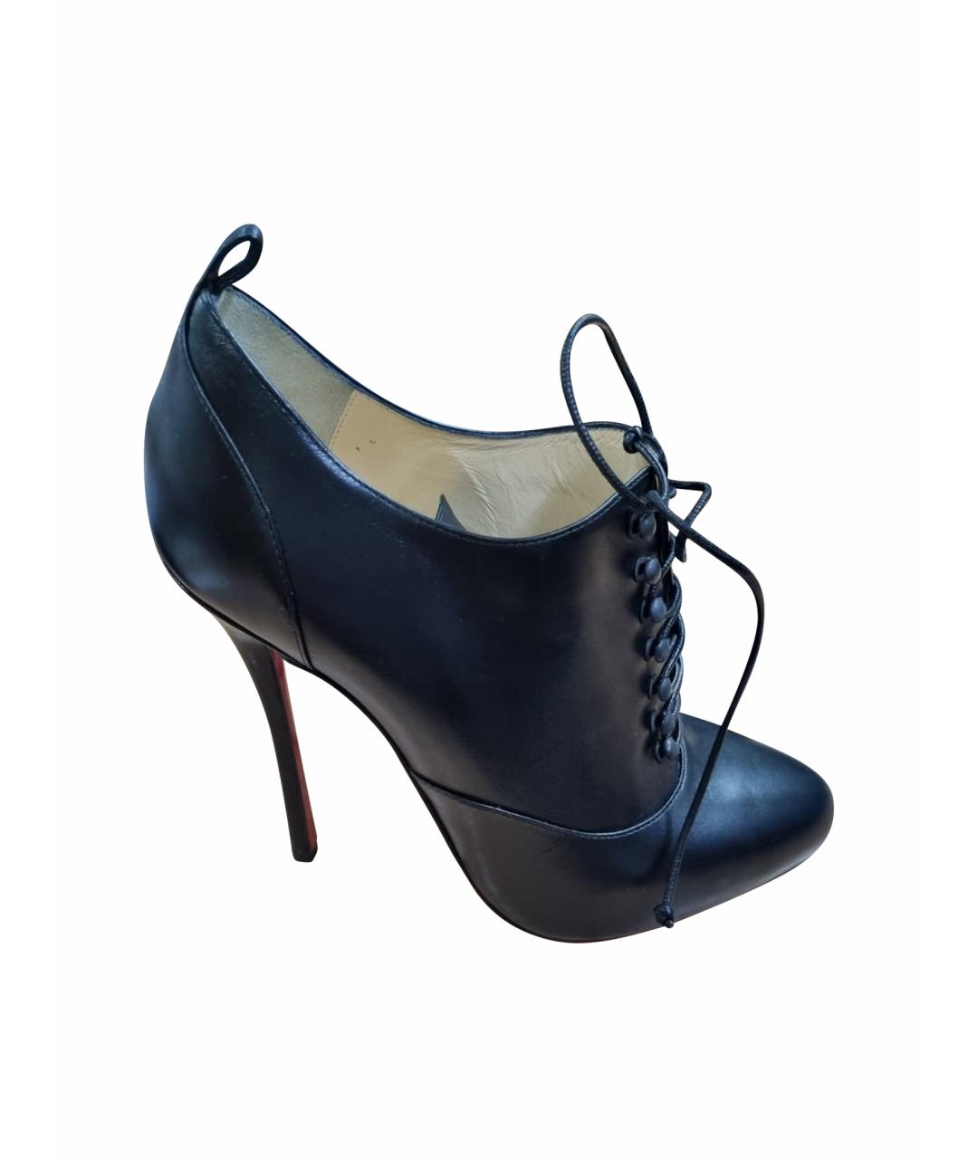 CHRISTIAN LOUBOUTIN Черные кожаные ботильоны, фото 1