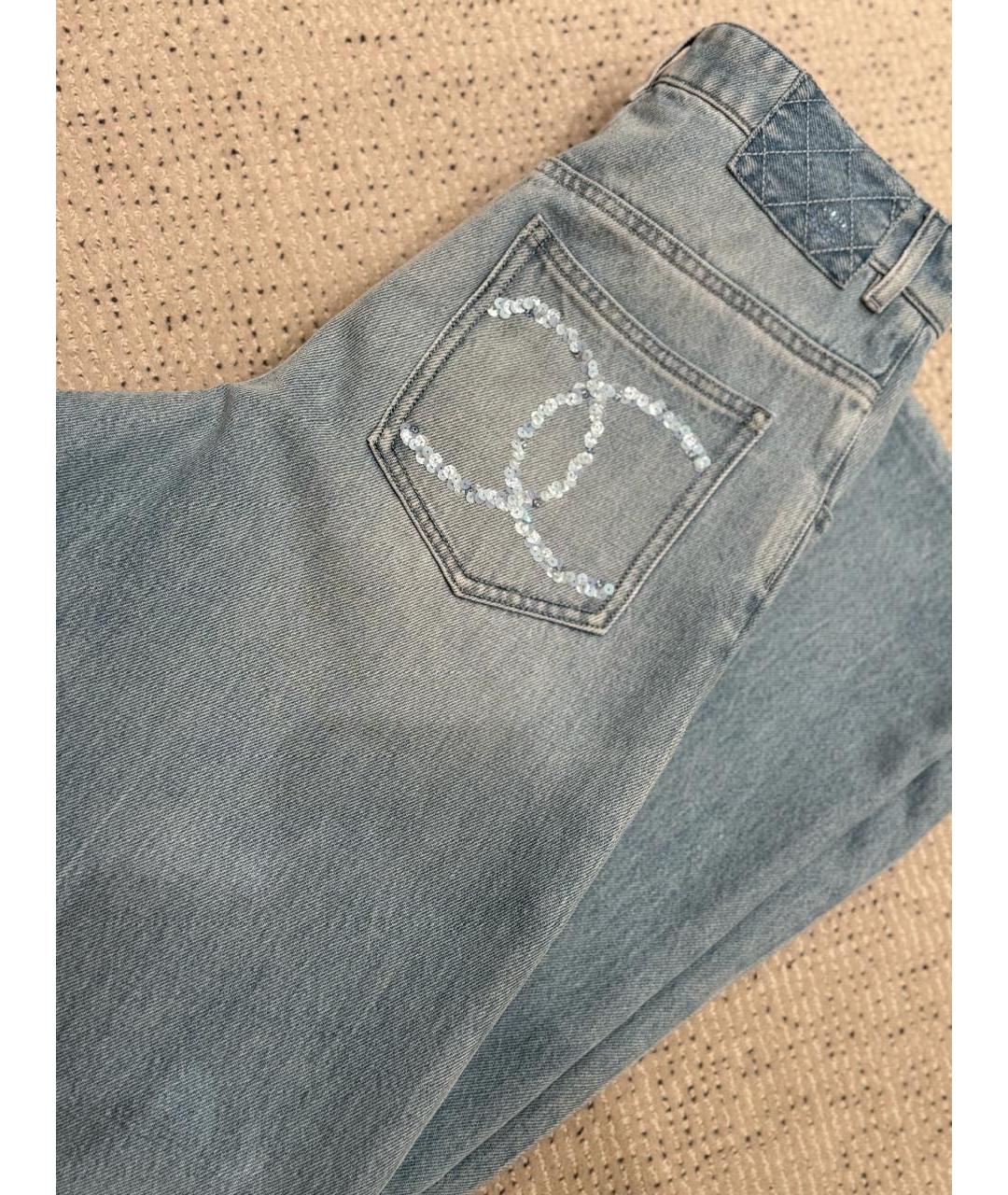 CHANEL Голубые хлопковые прямые джинсы, фото 4
