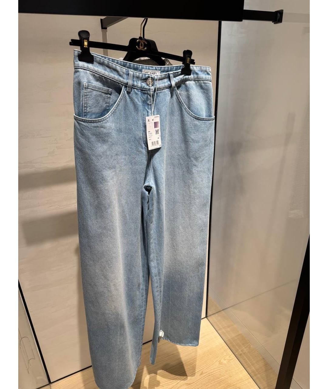 CHANEL Голубые хлопковые прямые джинсы, фото 5