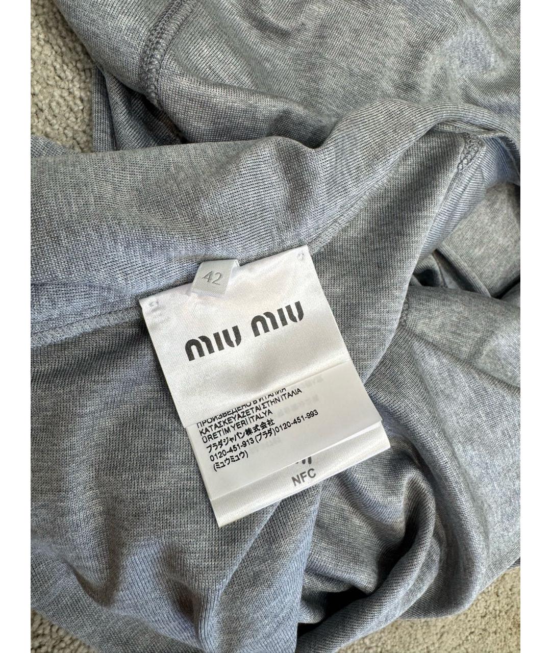 MIU MIU Серое шелковое повседневное платье, фото 5