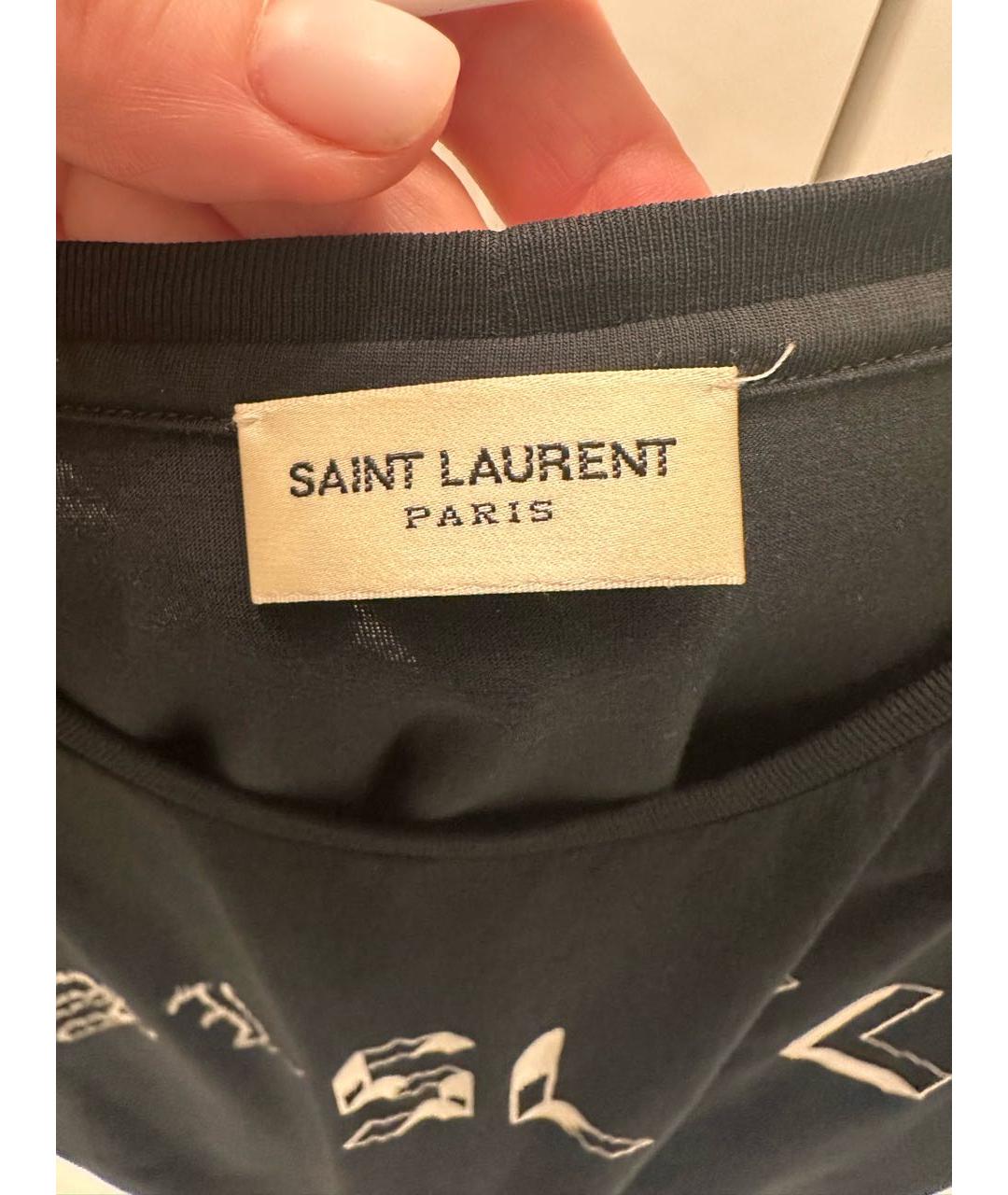 SAINT LAURENT Черная хлопковая футболка, фото 3