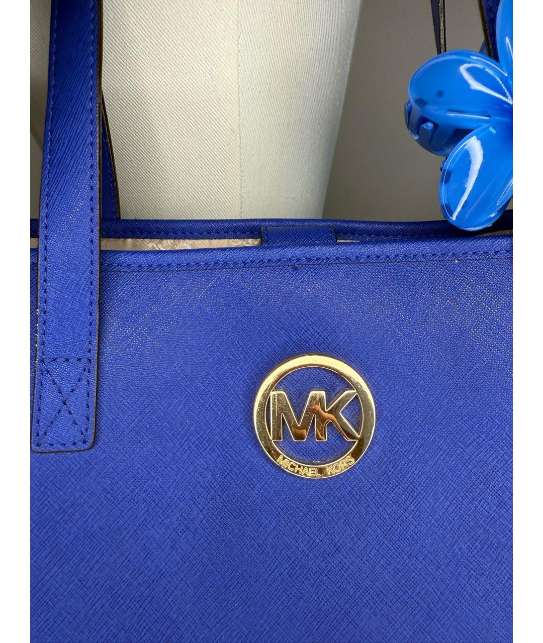 MICHAEL KORS Синяя кожаная сумка тоут, фото 3