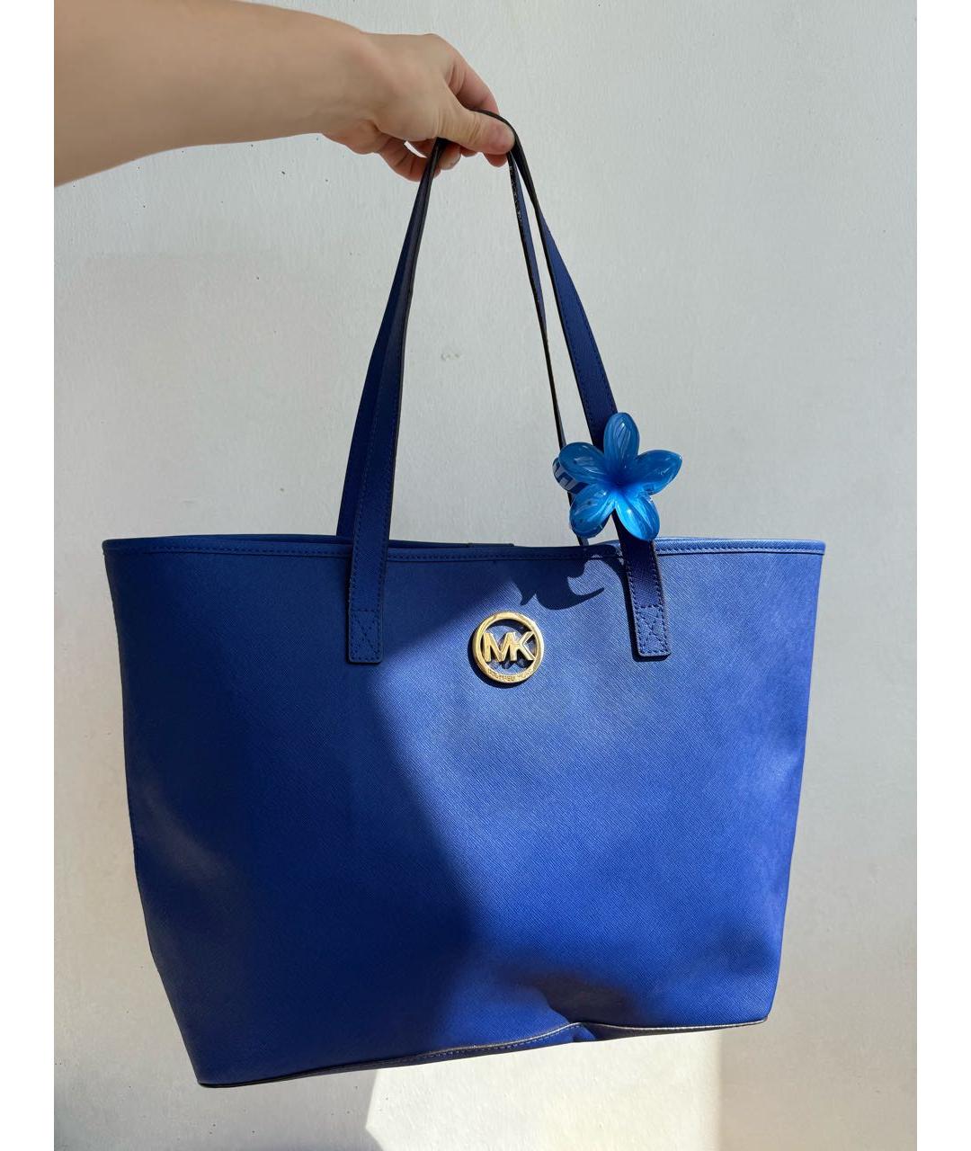 MICHAEL KORS Синяя кожаная сумка тоут, фото 7