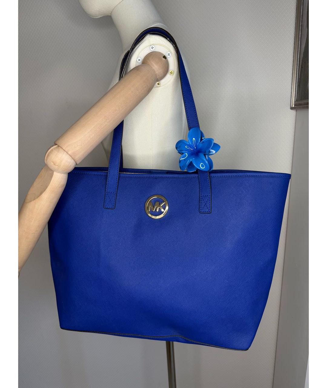 MICHAEL KORS Синяя кожаная сумка тоут, фото 4
