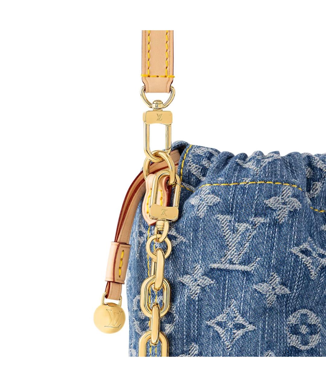 LOUIS VUITTON Голубая тканевая сумка через плечо, фото 5