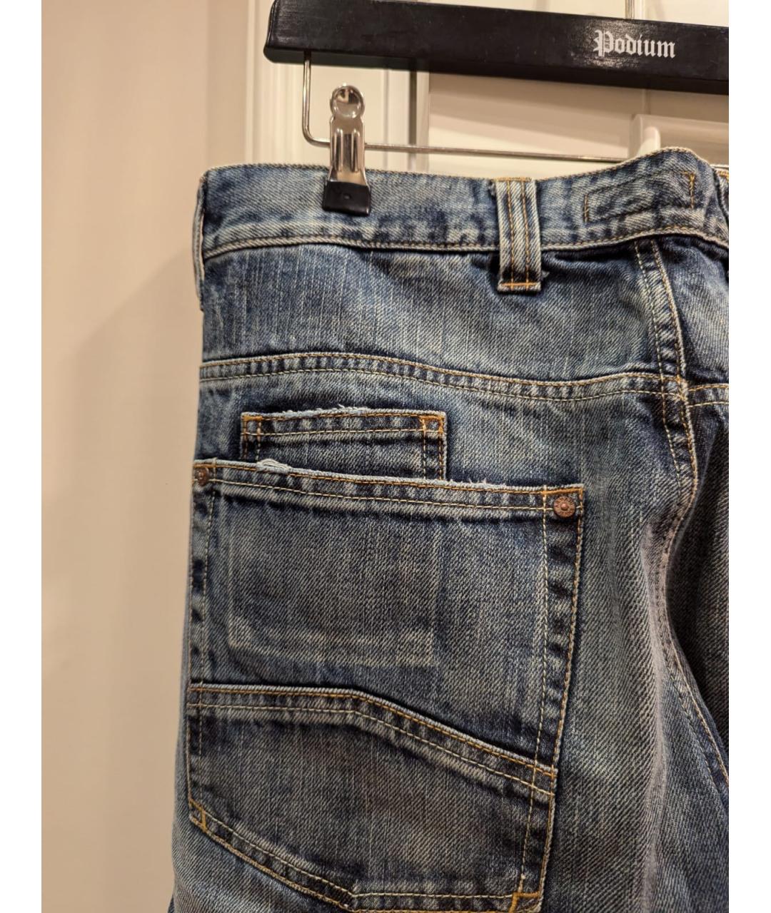 ARMANI JEANS Голубые хлопковые прямые джинсы, фото 6