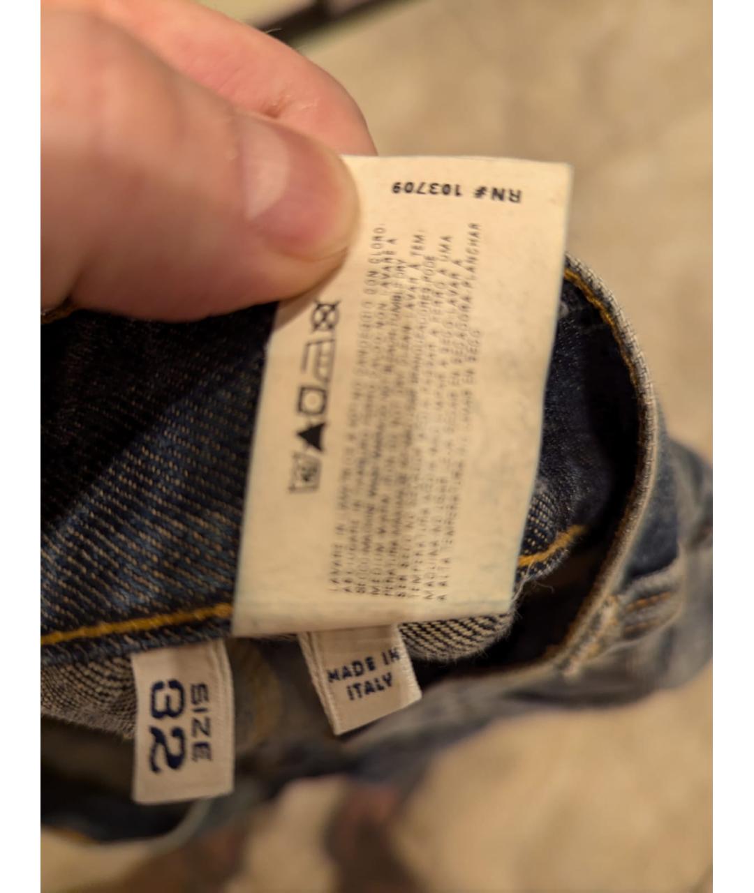 ARMANI JEANS Голубые хлопковые прямые джинсы, фото 9