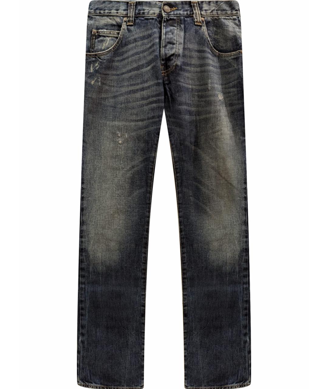 ARMANI JEANS Голубые хлопковые прямые джинсы, фото 1