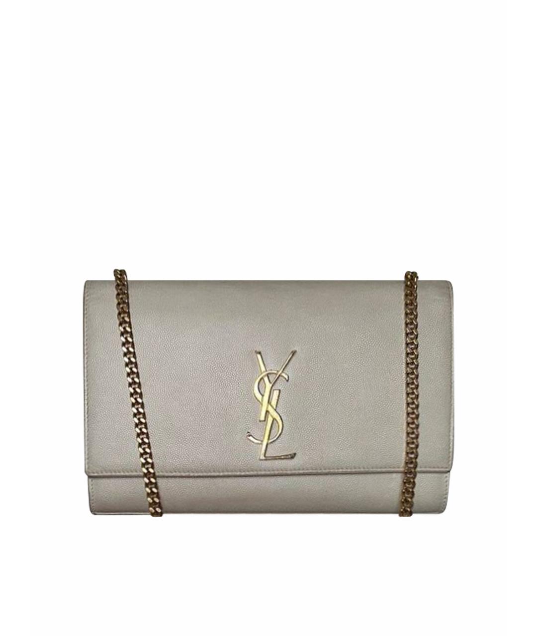 SAINT LAURENT Бежевая кожаная сумка через плечо, фото 1