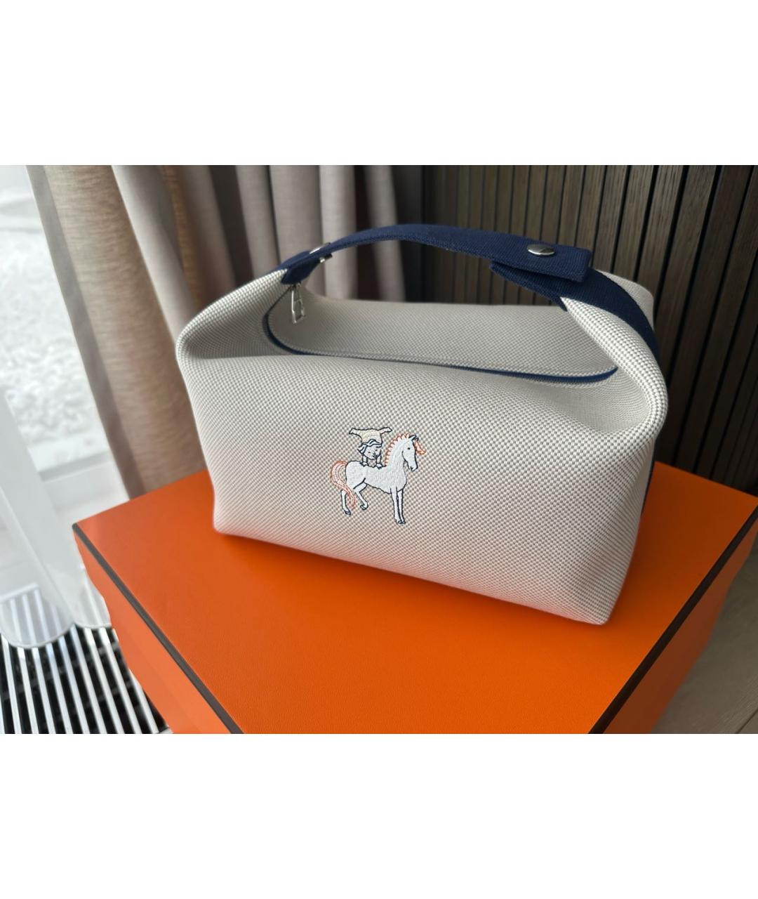 HERMES Бежевая хлопковая косметичка, фото 2