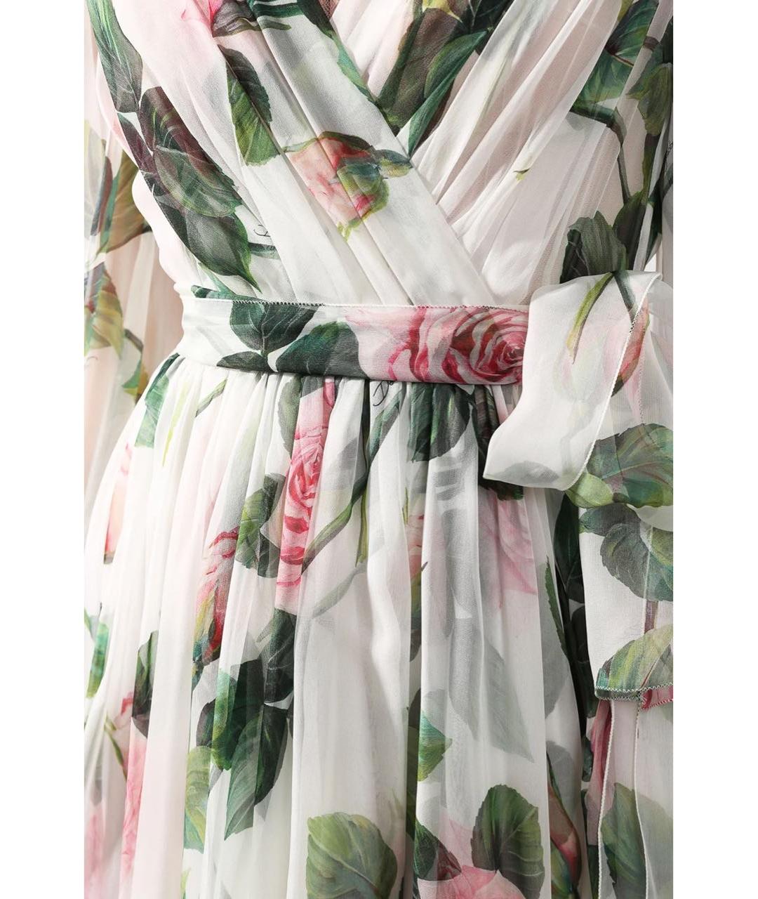DOLCE&GABBANA Белое шелковое коктейльное платье, фото 3