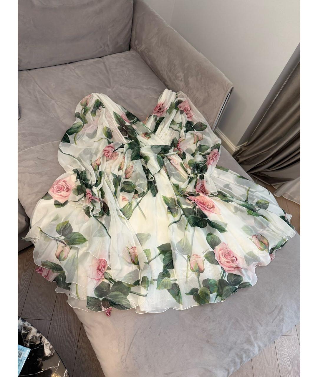 DOLCE&GABBANA Белое шелковое коктейльное платье, фото 4