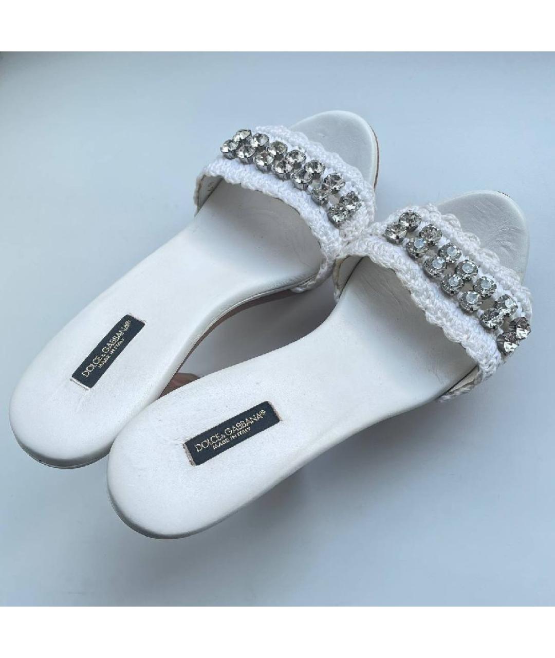 DOLCE&GABBANA Белые текстильные мюли, фото 6