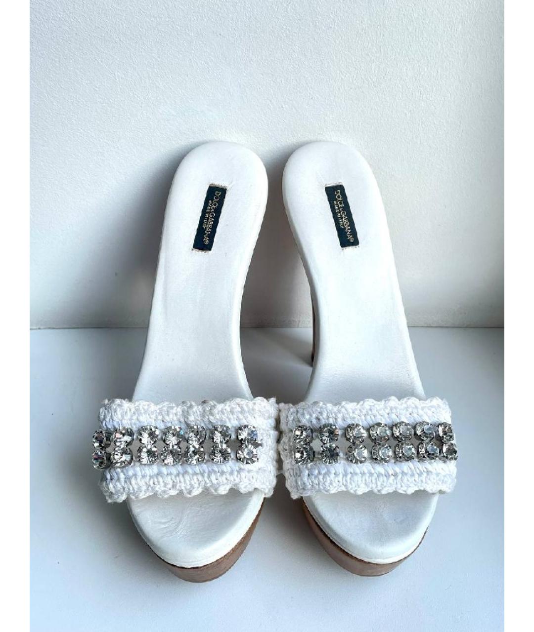 DOLCE&GABBANA Белые текстильные мюли, фото 3