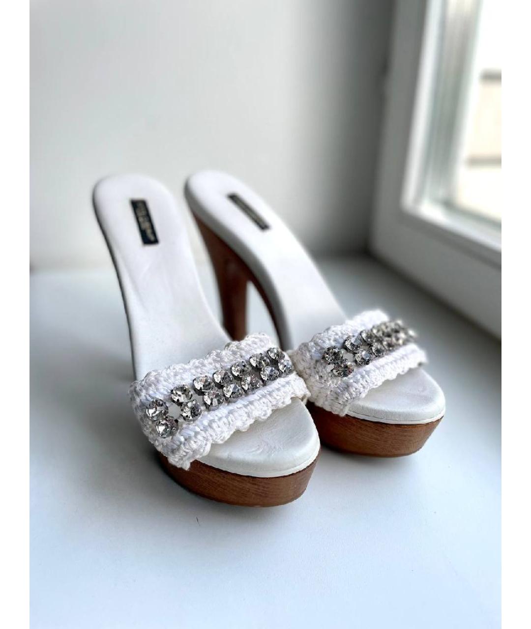 DOLCE&GABBANA Белые текстильные мюли, фото 2