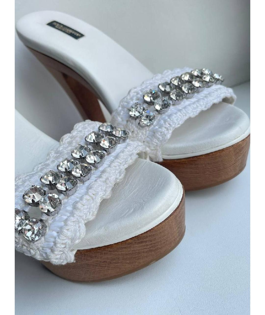 DOLCE&GABBANA Белые текстильные мюли, фото 5