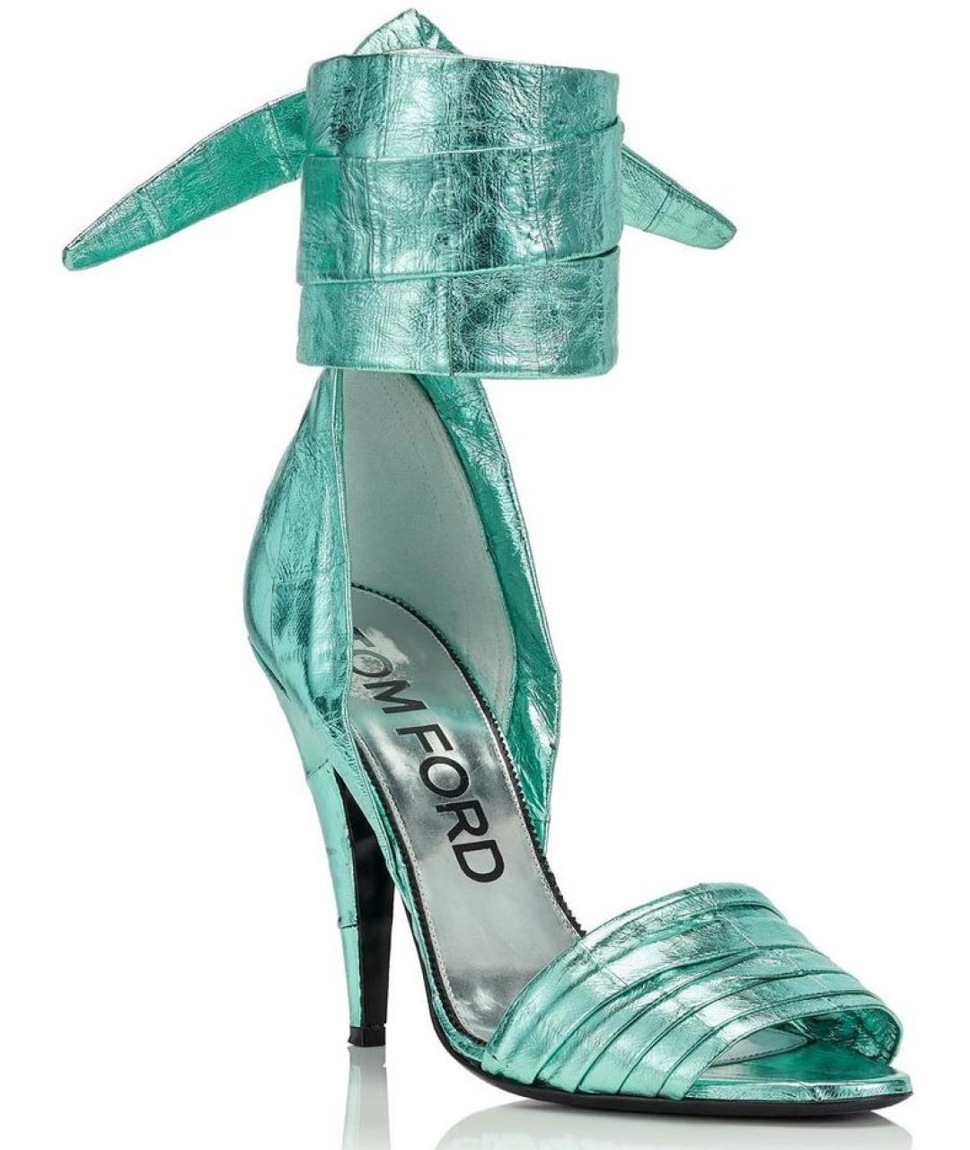 TOM FORD Бирюзовые кожаные босоножки, фото 7