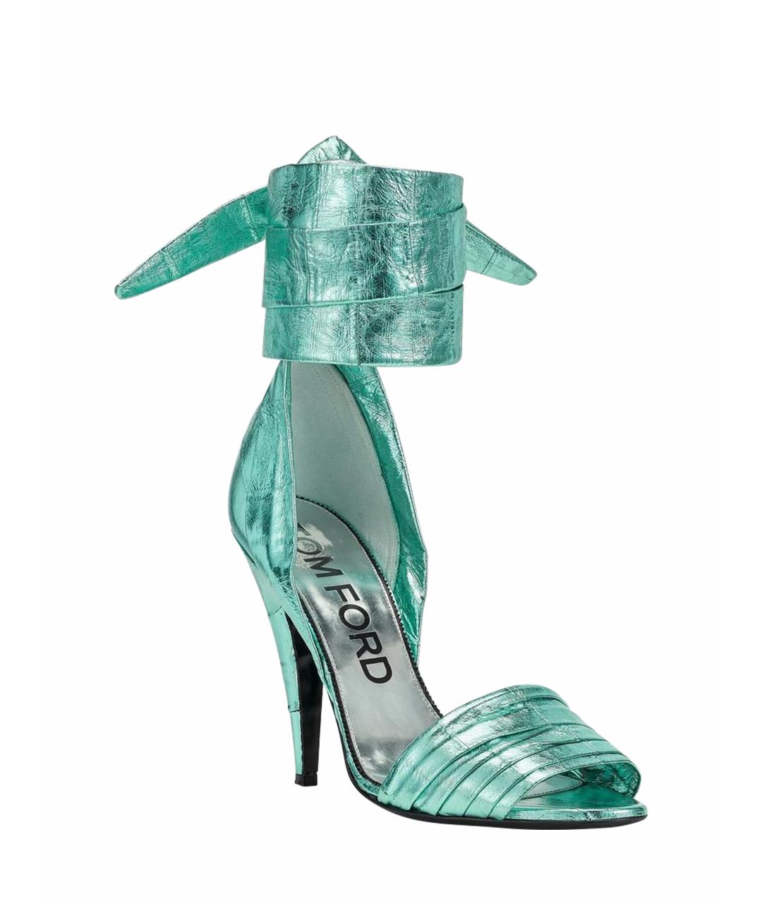 TOM FORD Бирюзовые кожаные босоножки, фото 1