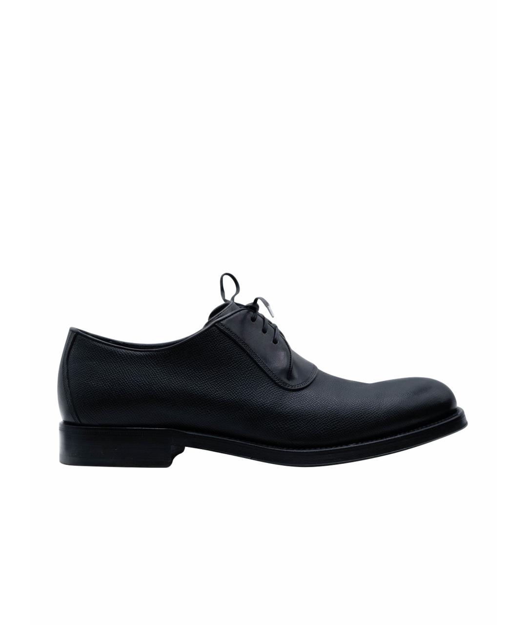 FERRAGAMO Черные кожаные низкие ботинки, фото 1