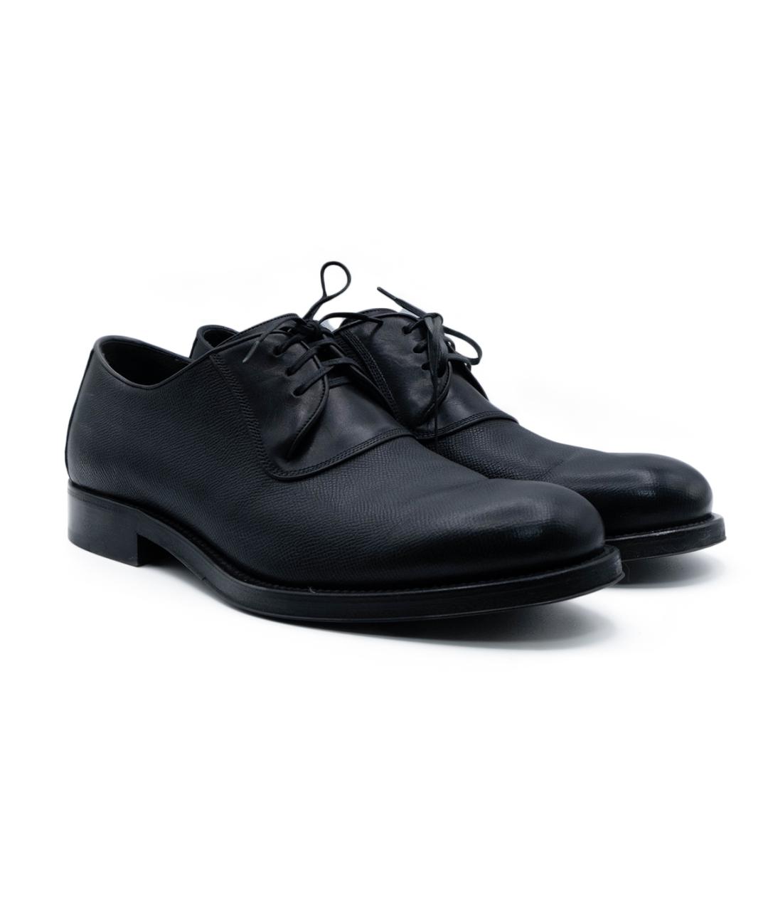 FERRAGAMO Черные кожаные низкие ботинки, фото 2