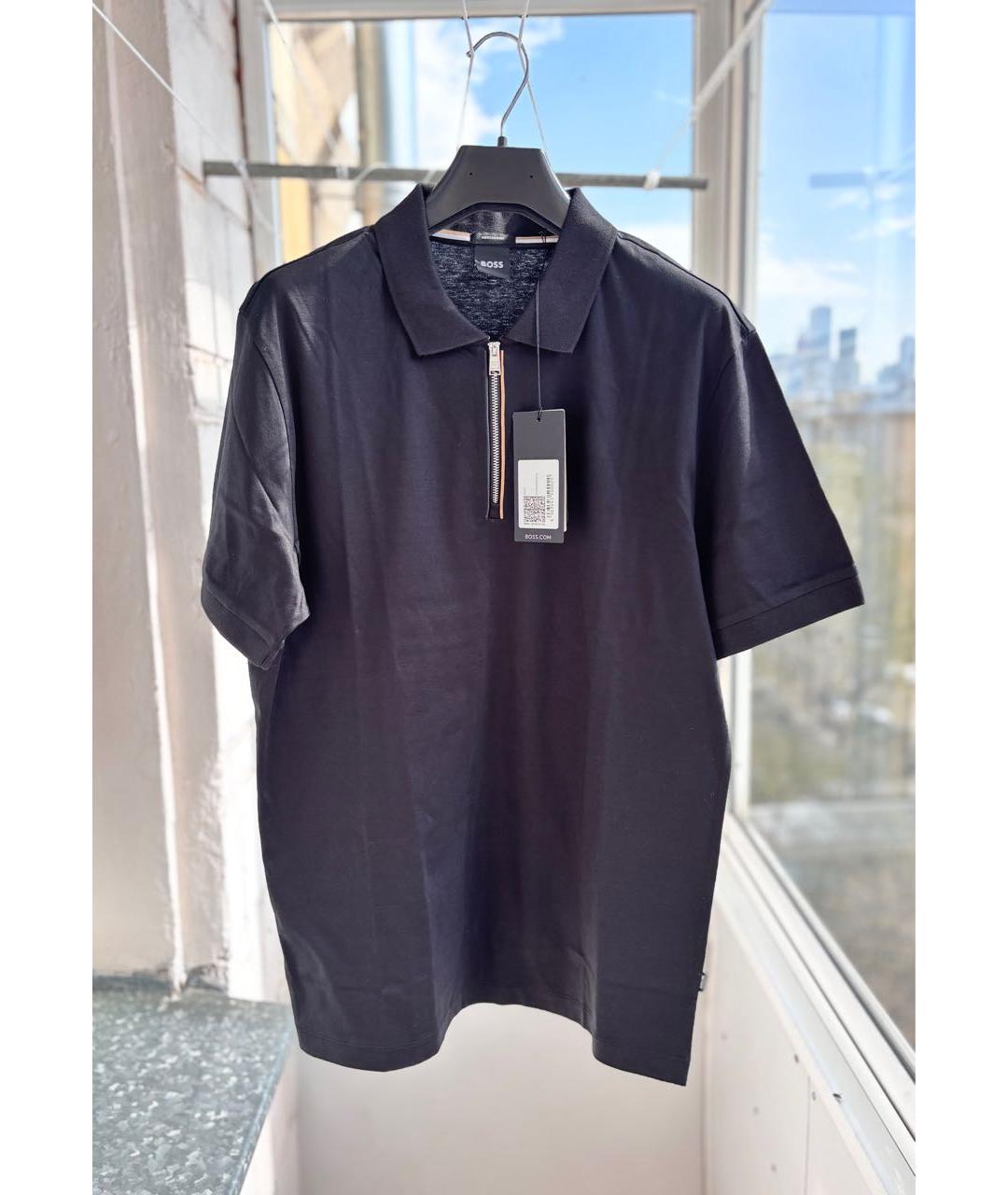 HUGO BOSS Черное хлопковое поло с коротким рукавом, фото 9