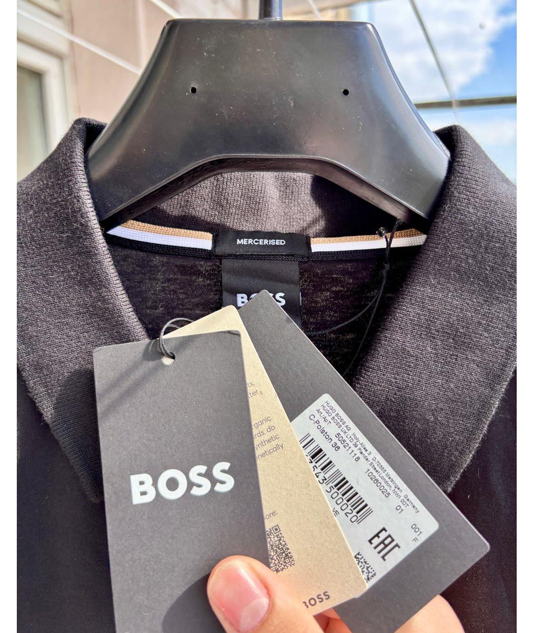 HUGO BOSS Черное хлопковое поло с коротким рукавом, фото 7