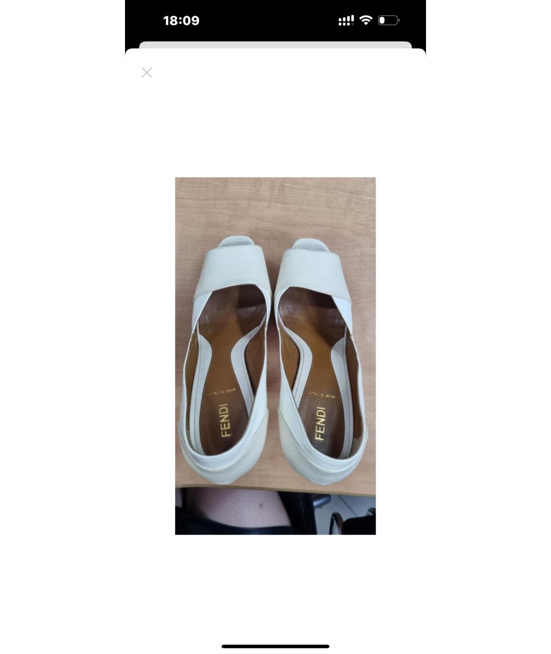 FENDI Бежевые кожаные туфли, фото 2