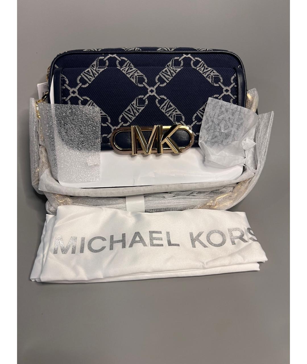 MICHAEL KORS Темно-синяя тканевая сумка через плечо, фото 5