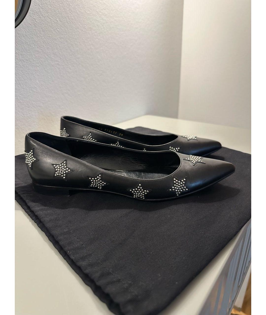 SAINT LAURENT Черные кожаные балетки, фото 7