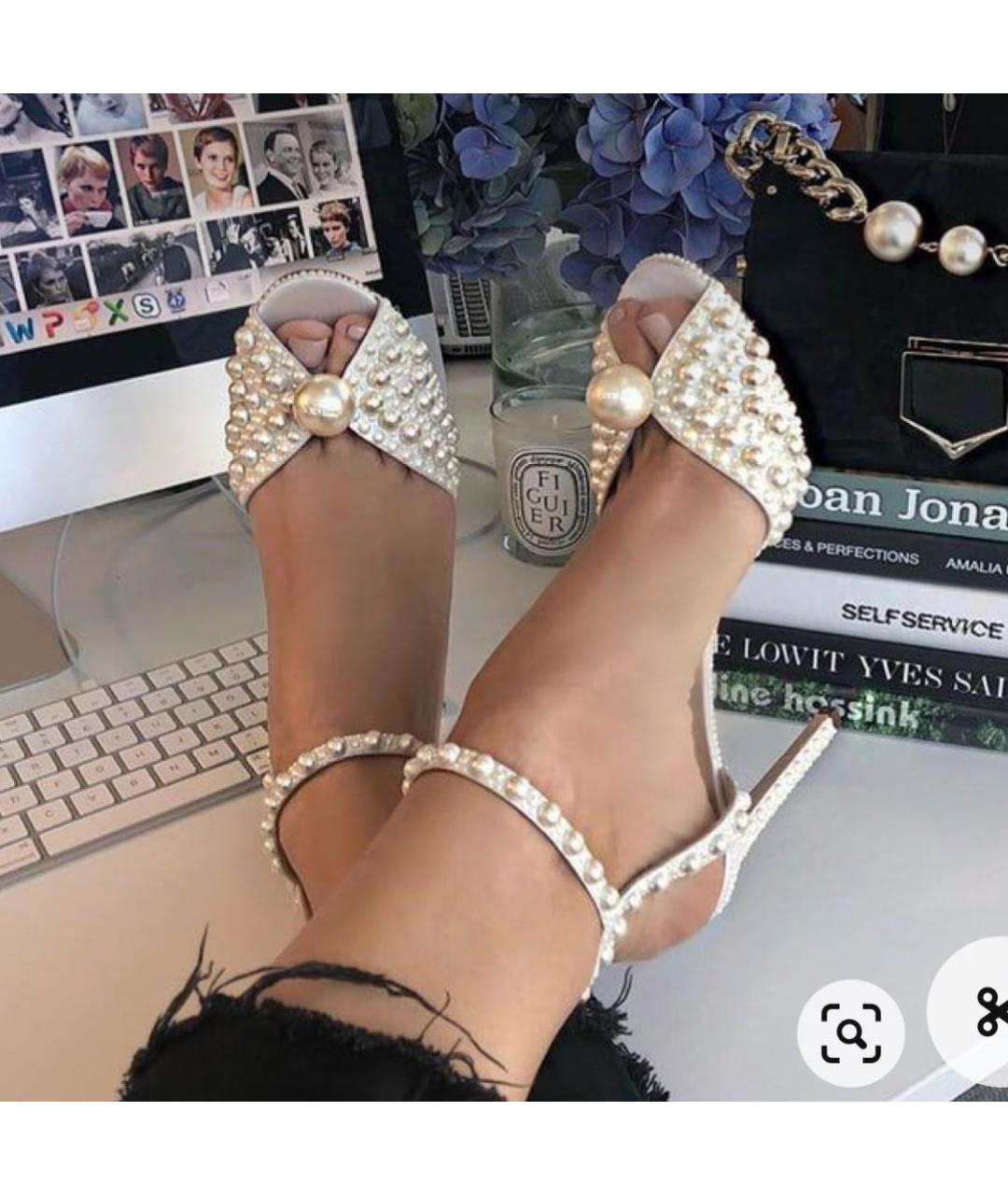 JIMMY CHOO Бежевые текстильные босоножки, фото 8