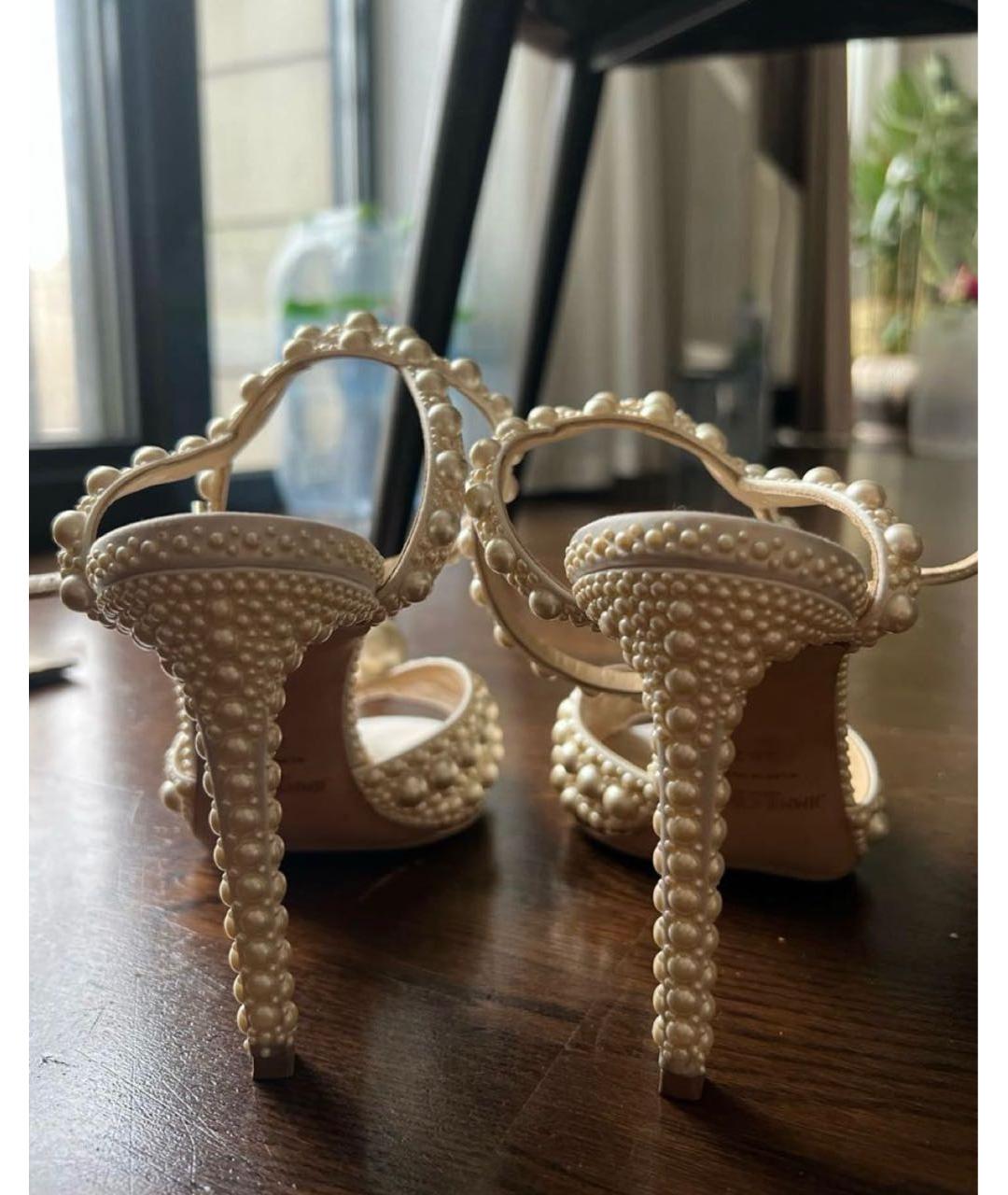 JIMMY CHOO Бежевые текстильные босоножки, фото 3