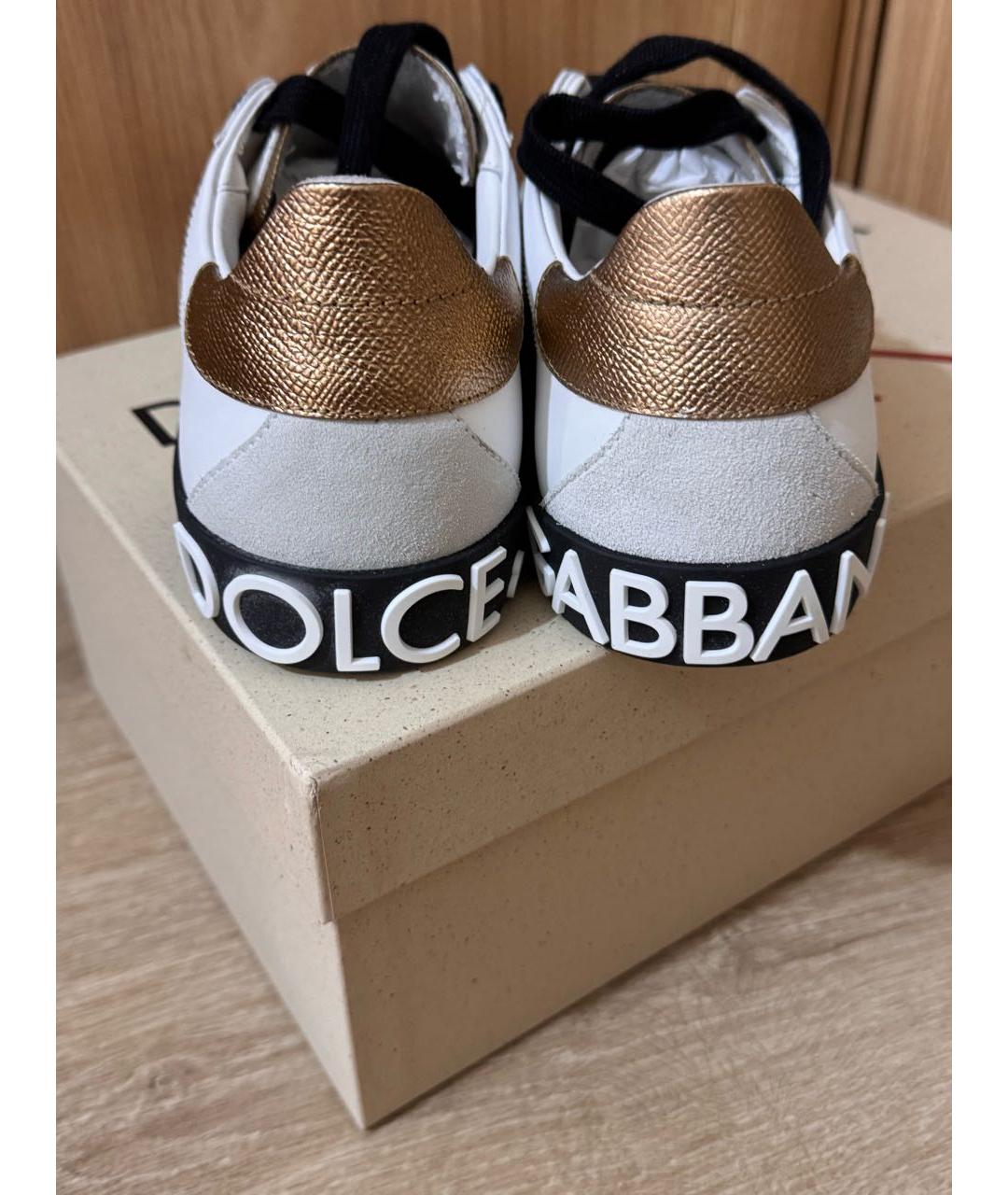 DOLCE&GABBANA Белые кожаные кеды, фото 2