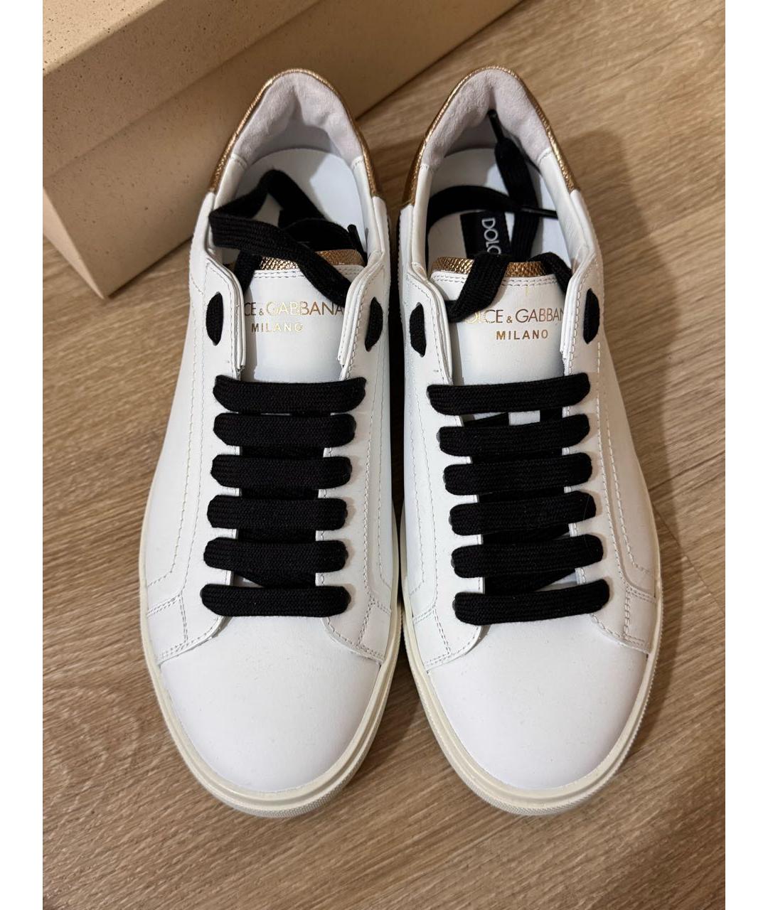DOLCE&GABBANA Белые кожаные кеды, фото 4