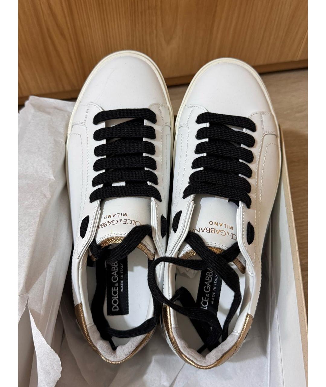 DOLCE&GABBANA Белые кожаные кеды, фото 3