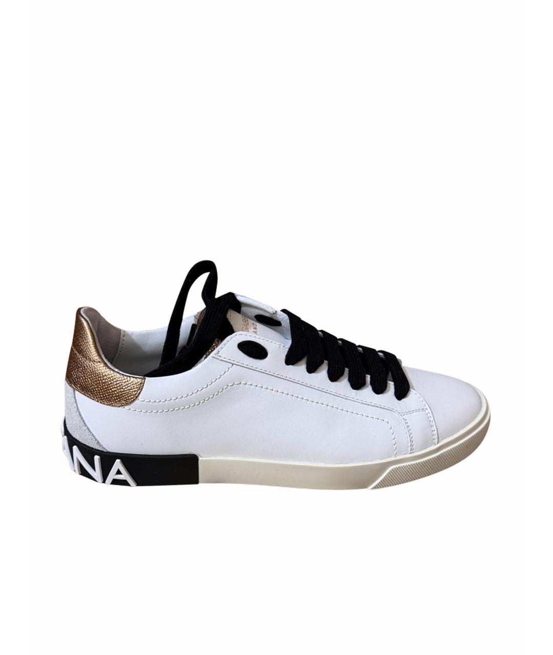 DOLCE&GABBANA Белые кожаные кеды, фото 1