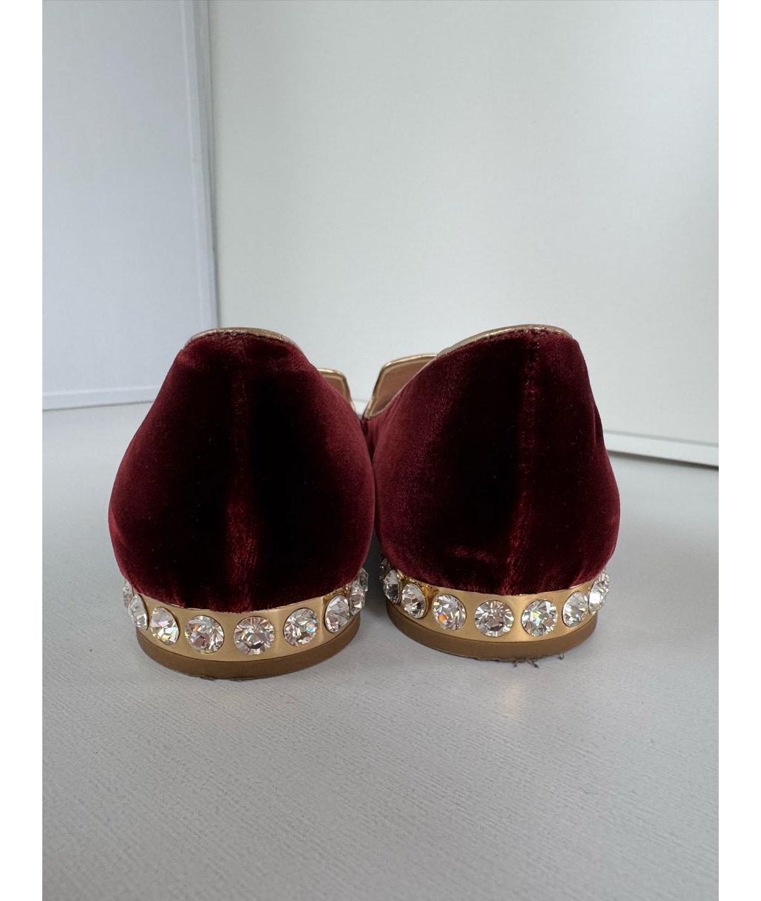 MIU MIU Бордовые бархатные балетки, фото 4