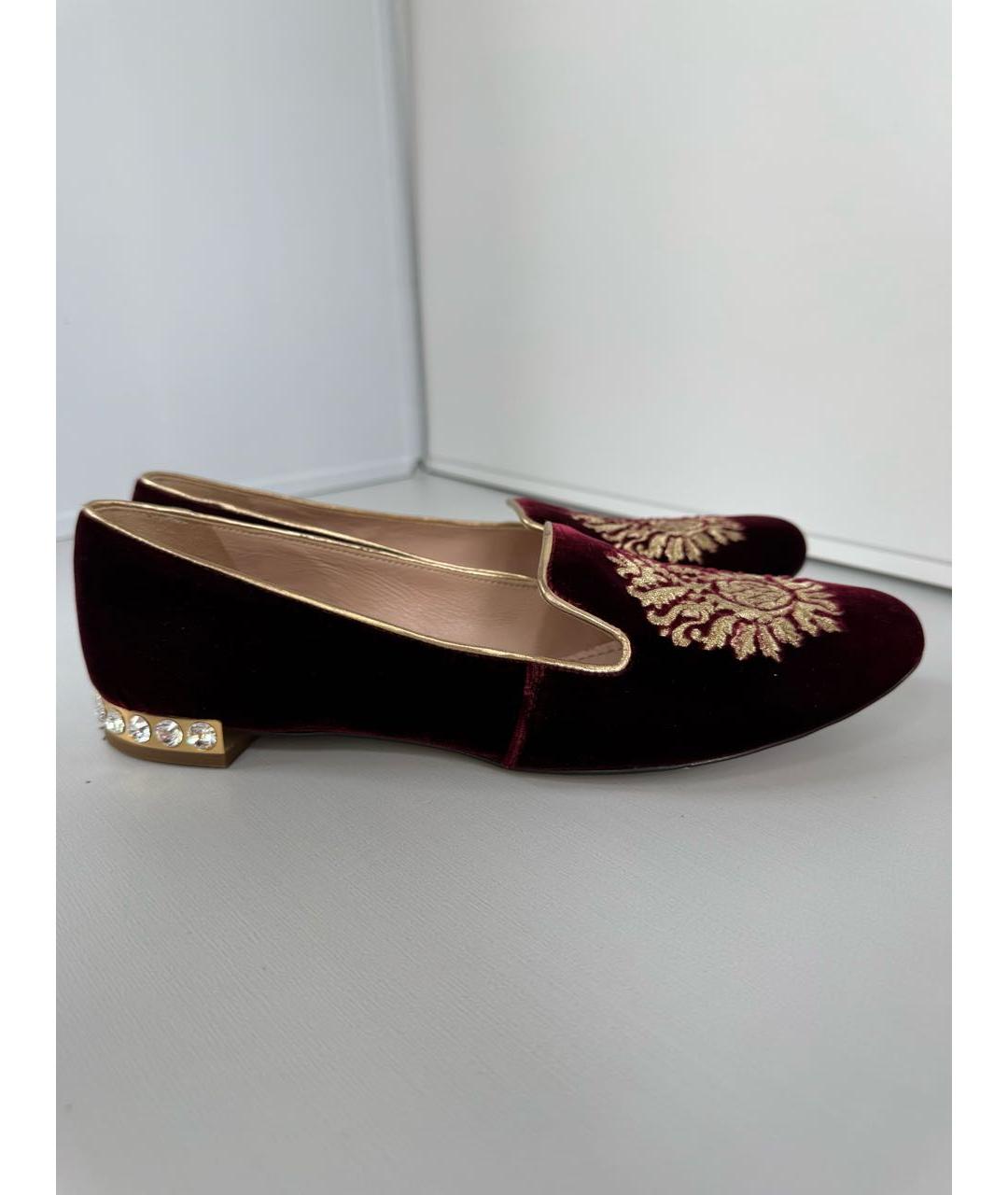 MIU MIU Бордовые бархатные балетки, фото 6